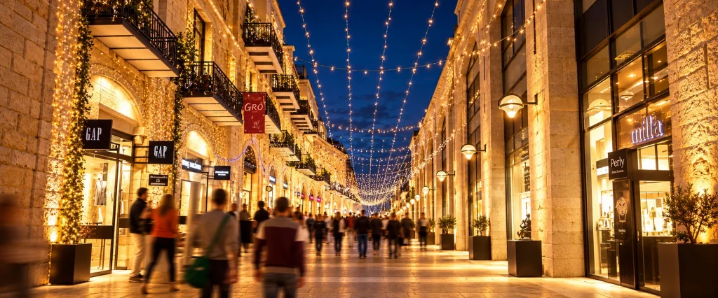 Processed illustration of Mamilla Avenue at dusk